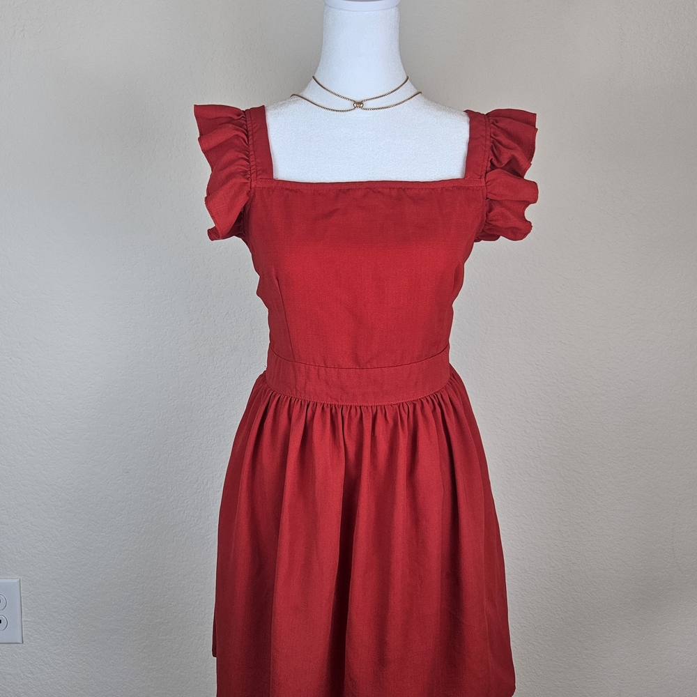 Red Ruffle Sleeve Dress